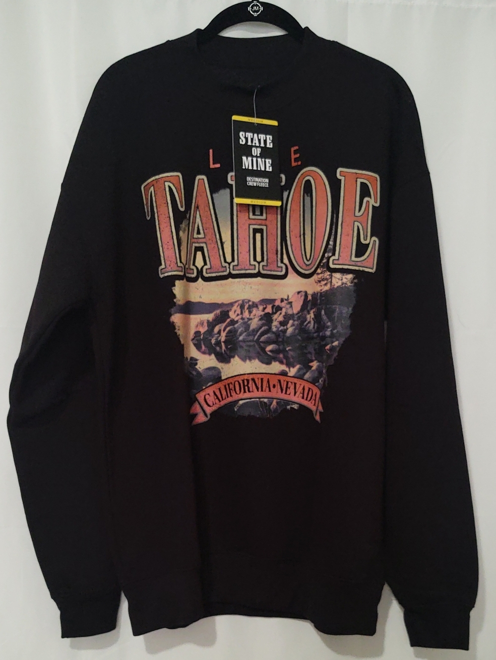 State of Mind Black Tahoe Graphic Sweater with Sunset Accent SZ Medium